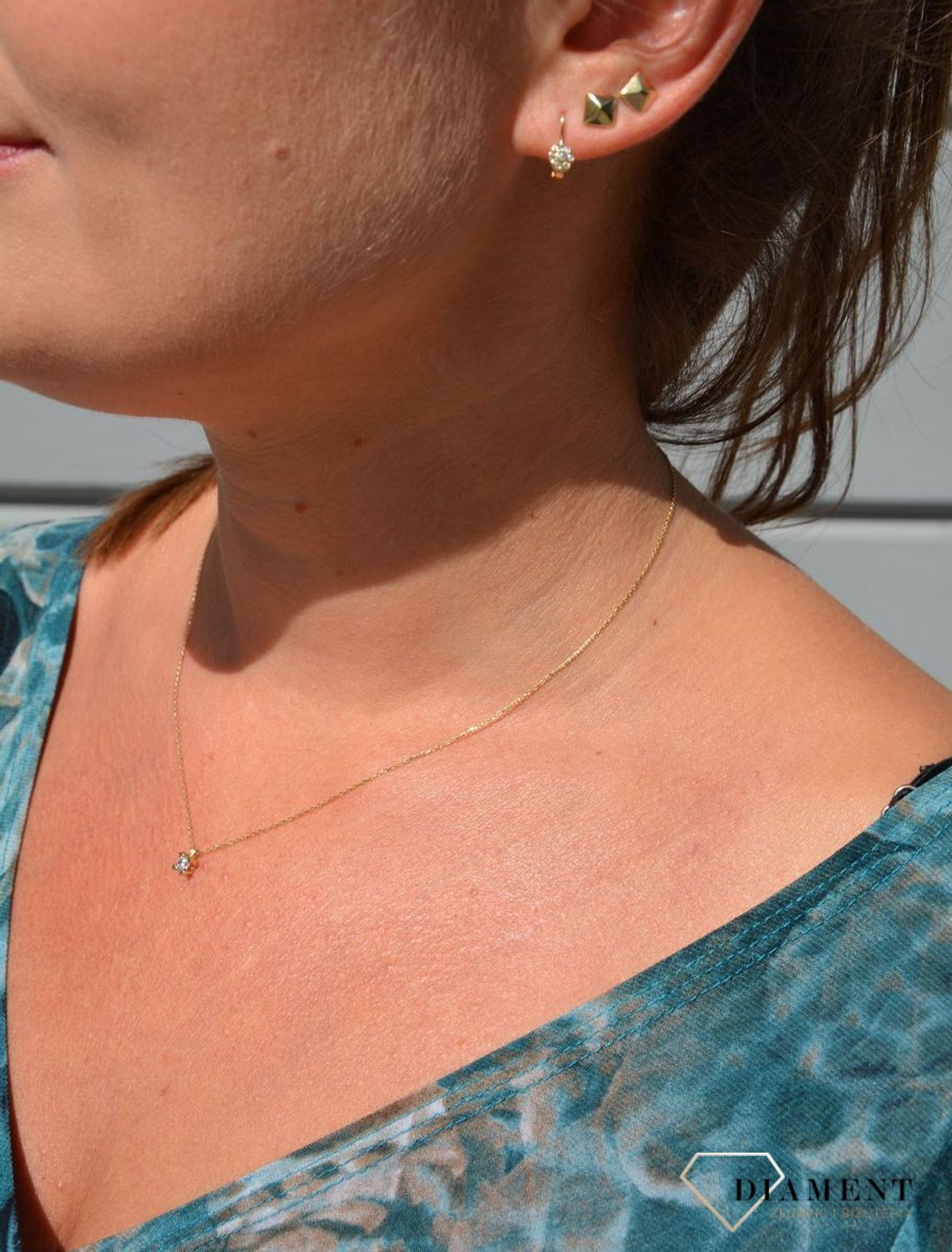 Złoty naszyjnik celebrytka 585 'błyszcząca cyrkonia'.jpg